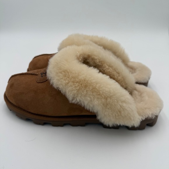 UGG Australia Coquette Women's Chestnut Suede Sheepskin Fur Lined Slippers 11 - Picture 5 of 9